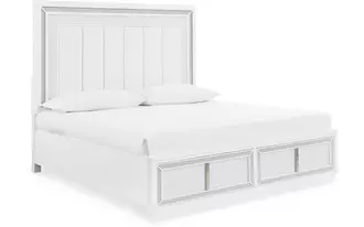 Ashley chalanna k/ck storage ftbd w/roll slats in white