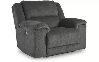 wide seat power recliner keensburg in smoke by ashley