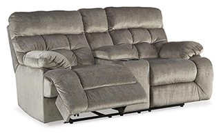 DBL REC LOVESEAT W/CONSOLE Brassville Graystone1770194 ASHLEY