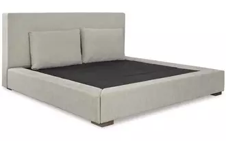 Ashley langford cal king uph footboard w/rails in light grayish brown