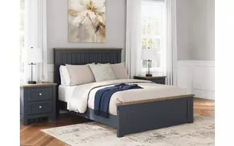 Ashley landocken queen panel headboard in brown/blue