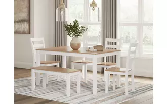 dining room table set (6/cn) gesthaven in natural/white by ashley