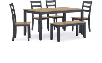 dining room table set (6/cn) gesthaven in natural/blue by ashley