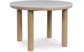 round dining room table sawdyn in light brown by ashley