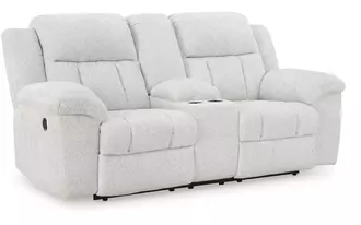 dbl rec loveseat w/console frohn in snow by ashley