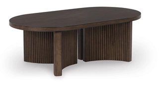 Oval Cocktail Table Korestone Dark BrownT689-0 ASHLEY FURNITURE