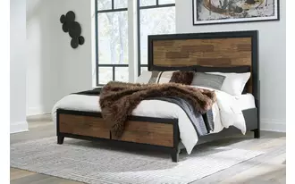 Ashley kraeburn king/cal king panel headboard in brown/black