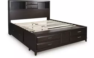 Ashley vanmore king/cal king storage hdbd in dark brown