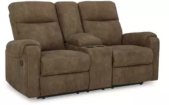 dbl rec loveseat w/console edenwold in brindle by ashley