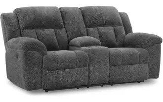 dbl rec loveseat w/console frohn in graphite by ashley