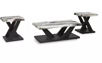 occasional table set (3/cn) cendill in dark brown/white/black by ashley