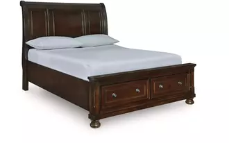 queen rails with roll slats porter rustic brown