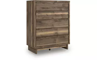 Ashley chirason five drawer wide chest in brown