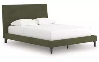 Ashley chirason queen uph bed w/roll slats in brown