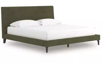 Ashley chirason king uph bed w/roll slats in brown