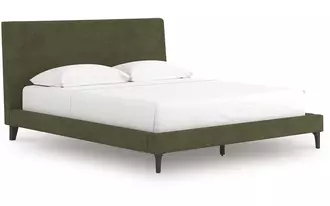 Ashley chirason cal king uph bed w/roll slats in brown