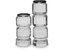 candle holder set (2/cn) brentley clear/silver finish
