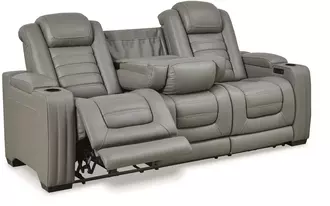 pwr rec sofa with adj headrest backtrack in gray by ashley