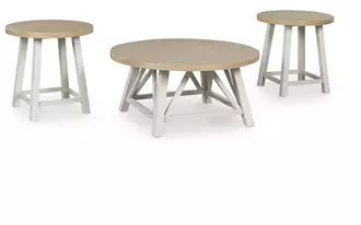 occasional table set (3/cn) fawndell in antique white/brown by ashley