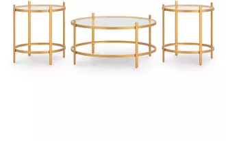 occasional table set (3/cn) pearlox in gold finish by ashley