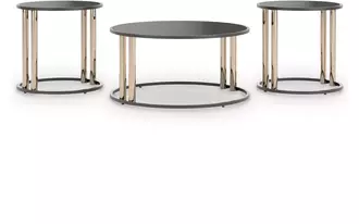 occasional table set (3/cn) hannerly in black/gold finish by ashley