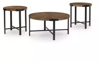 occasional table set (3/cn) crosstrail in brown by ashley
