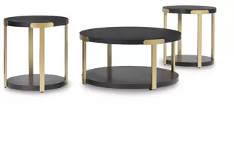 occasional table set (3/cn) shylore in black/brass finish by ashley