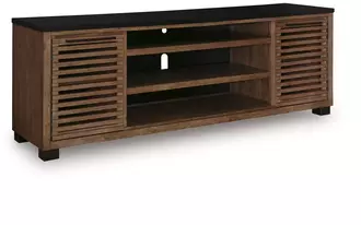 xl tv stand w/fireplace option kallari in warm brown/black by ashley