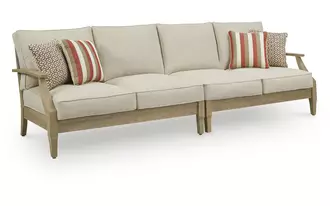 Ashley clare view raf/laf loveseat w/cush (2/cn) in beige