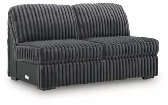 Ashley midnight-madness armless loveseat in gunmetal