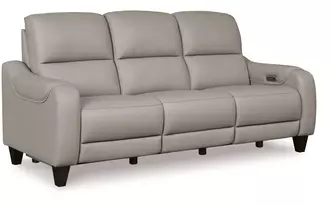 pwr rec sofa with adj headrest mercomatic in gray by ashley
