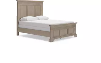 queen panel footboard w/slats vallardia light grayish brown