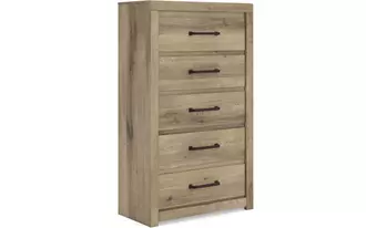 Ashley brozmont five drawer chest in tan