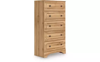 Ashley aleaport five drawer chest in warm brown