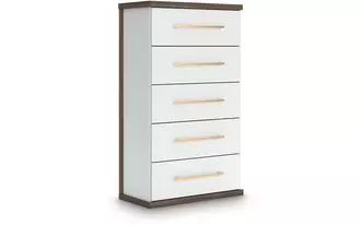 Ashley kendanport five drawer chest in white/brown