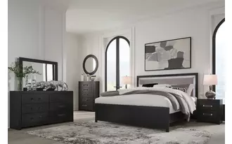 Ashley maeling queen uph panel headboard in black