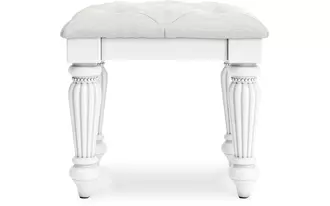 Ashley kozlani vanity upholstered stool in white