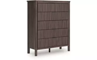 Ashley pamytta five drawer wide chest in brown