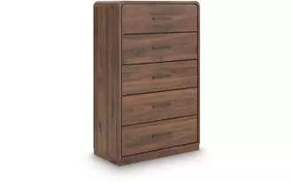 Ashley fortlorn five drawer chest in walnut brown