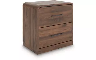 Ashley fortlorn two drawer night stand in walnut brown