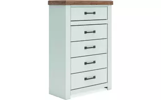five drawer chest savonport white/brown