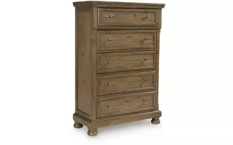 Ashley feddinger five drawer chest in medium brown