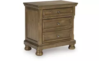 Ashley feddinger two drawer night stand in medium brown