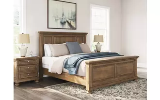 Ashley feddinger cal king panel rails in medium brown