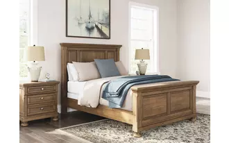Ashley feddinger queen panel rails in medium brown