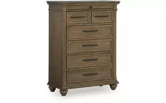Ashley karallin seven drawer chest in medium brown