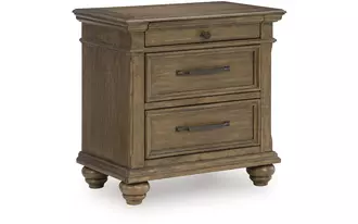 Ashley karallin three drawer night stand in medium brown