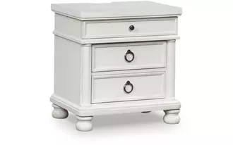 Ashley rowlenstown three drawer night stand in antique white