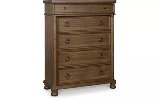 Ashley rowlenstown five drawer chest in brown