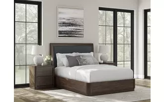 Ashley dilenno queen uph panel headboard in dark brown